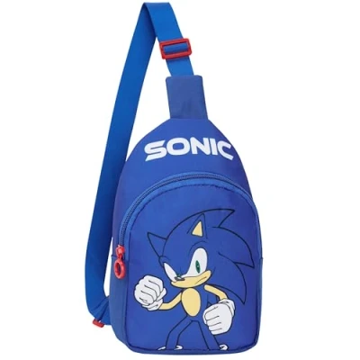 Abbildung von SONIC THE HEDGEHOG Sling Bag Kinder, Brusttasche Umhängetasche mit Verstellbarem Gurt Geschenke für Jungs