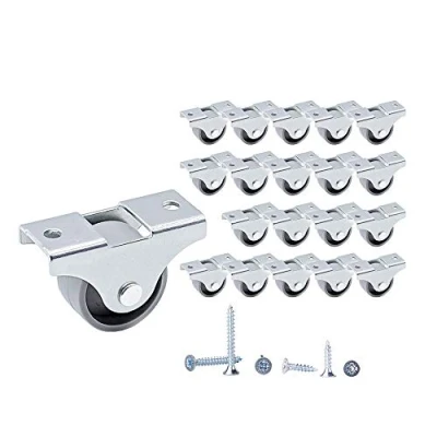 Abbildung von (20 Stück) 25 mm Kleine Kunststoffräder Feste Einwegrollen Rollen Mit Montageplatten Dauerhaft Nicht Schwenkbar Möbelräder Schrauben Enthalten (20)