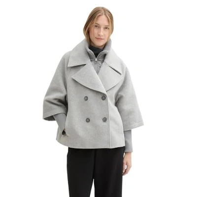 Abbildung von TOM Tailor 2IN1LOOK Übergangsjacke, Damen, Größe: XXL, Medium silver grey melange