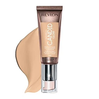 Abbildung von Revlon PhotoReady Candid Glow Moisture Anti Pollution Foundation, Longwear Sheer Medium Coverage mit Finish, 200 Buff, 22 ml