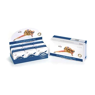 Abbildung von Nasara Original Kinesiologisches Physio Sport Tape: 6er Box mit 6 Tapes für und Medizin inkl. gratis Videoanleitungen, Rollengröße 5cm x 5m, dunkelblau