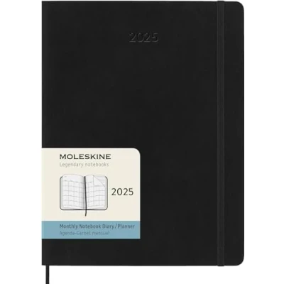 Abbildung von Moleskine Monthly Planner, 12 Monate Monatsplaner 2025, Weicher Einband und Elastischer Verschluss, Farbe Schwarz, Extra Großes Format 19x25 cm
