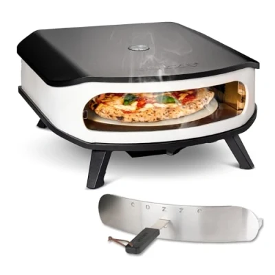 Abbildung von cozze® 17&quot; Pizzaofen mit Drehstein, LED &amp; Tür 6.0 kW/50mbar, inkl. Regler 1.1m Schlauch Perfekt für knusprige Pizzen