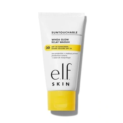 Abbildung von e.l.f. SKIN Suntouchable Whoa Glow LSF 30, Leichter Sonnenschutz &amp; Grundierung Für Ein Strahlendes Finish, Hergestellt Mit Hyaluronsäure, Vegan Tierversuchsfrei, Verpackung Kann Variieren, Sunlight