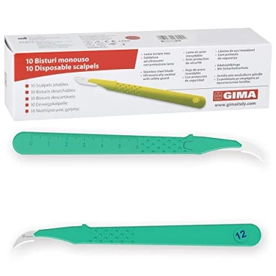 Abbildung von GIMA Sterile Einweg Skalpelle, mit Sicherheitsabdeckung, Nr. 12, 10er Pack, 27042