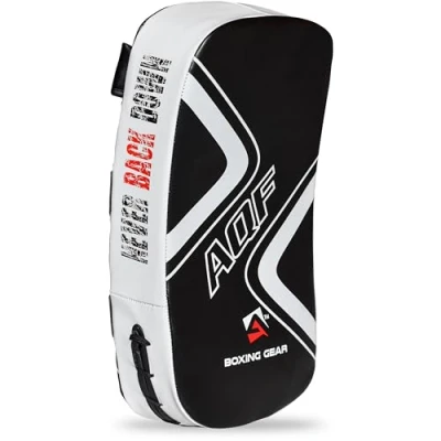 Abbildung von AQF Kampfsport Schlagpolster Kickboxen Muay Thai Strike Curved Arm Pad MMA Focus Boxing Karate UFC Punch Shield (Einzeln, Weiß)