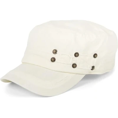 Abbildung von styleBREAKER Military Cap im Washed Destroyed Used Look, Vintage, Risse und Löcher, verstellbar, Unisex 04023011, Farbe:Beige