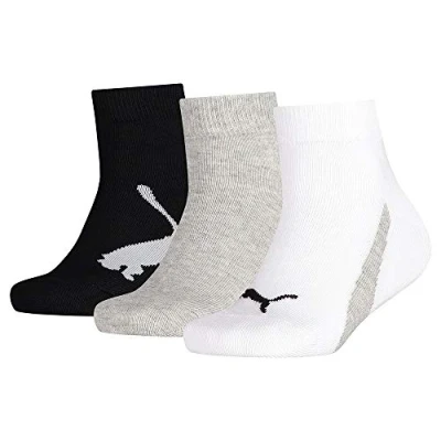 Abbildung von Puma Unisex Kinder Kids&#039; Bwt Quarter (3 Pack) Socks, White / Grey Black, 35 38 EU