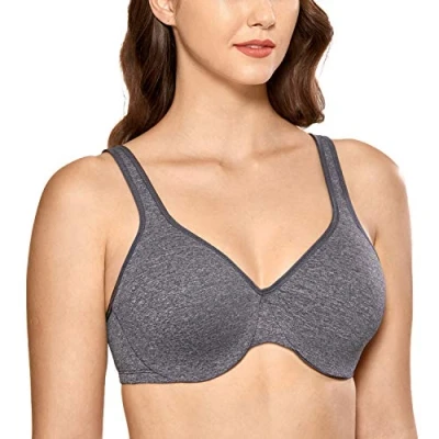 Abbildung von DELIMIRA Damen Minimizer BH mit Bügel Klassischer Vollschalen Schwarzer Mergel 80I