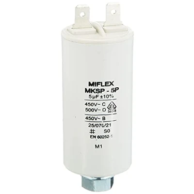 Abbildung von AnlaufKondensator MotorKondensator 5µF 450V 30x58mm Stecker M8 ; Miflex 5uF