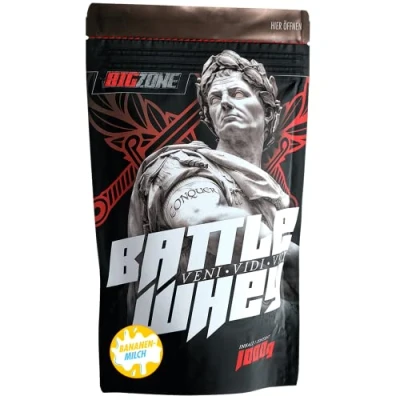 Abbildung von Big Zone BATTLE Whey Protein Concentrate Eiweiss Lecker Qualität Made in Germany 1000g 1KG Pulver (Bananen Milch)