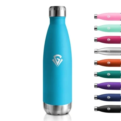 Abbildung von Trinkflasche Edelstahl 500ml, Isolierflasche Doppelwandig Auslaufsicher, BPA Frei Thermosflasche, Kohlensäure Geeignet, Wasserflasche für Erwachsene, Büro, Fahrrad, Schule, Reisen, Sport