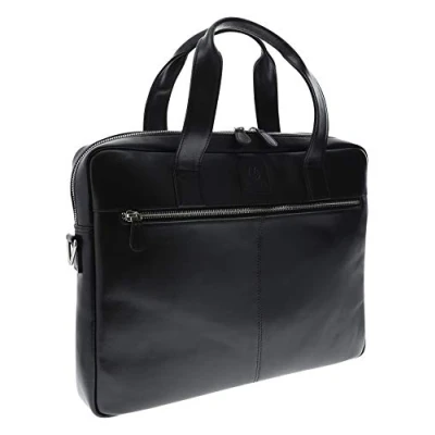 Abbildung von Exacompta 17437E Premium Laptop Umhängetasche Exactive aus hochwertigem Leder mit vielen Innentaschen, passend für Laptops und Notebooks bis zu 15,6’’ ideal Schule, Uni Arbeit, schwarz