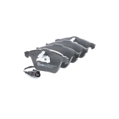 Abbildung von BREMBO P 85 079 Bremsbelagsatz inkl. Verschleißwarnkontakt mit Kolbenclip ohne Zubehör VOLKSWAGEN: Golf 4, 6, 5, AUDI: A3 Sportback
