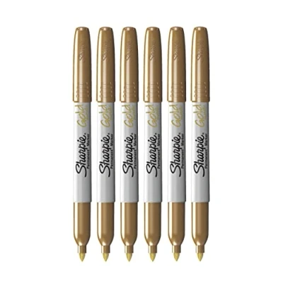 Abbildung von SHARPIE Metallic Permanentmarker, feine Spitze, für die meisten Oberflächen geeignet (Gold, 1 Stück (6er Pack))