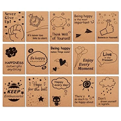 Abbildung von feela Notizbuch A6, 15 kleines kraft, Designs niedliche Mini Taschen Notizbücher, 80 Seiten, 14,7x10,4cm, liniert, Notizblock Set geeignet für Büro und Schule, Kraftpapier