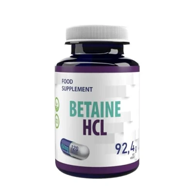 Abbildung von Betain HCL 650mg 120 Vegane Kapseln, Laborgeprüft, Hochdosiert