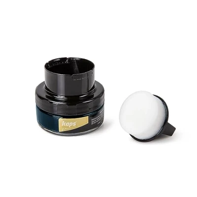 Abbildung von Kaps Professional Schuhpflege Delicate Cream mit Schaumaplikator Schuhcreme &amp; Pflegemittel zur Reinigung und Auffrischung von Naturleder Synthetik (50ml) (116 Mitternacht)