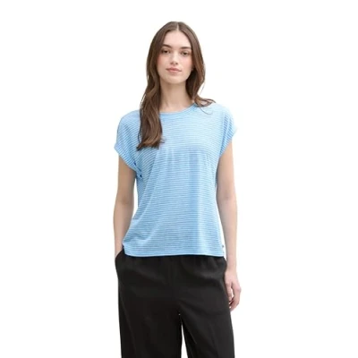 Abbildung von TOM Tailor Denim MIT Streifenmuster Tshirt print, Damen, Größe: XS, Blue white stripe