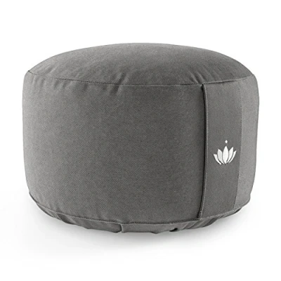 Abbildung von Lotuscrafts® Meditationskissen, Extra hoch mit 20 cm Sitzhöhe, Yoga Kissen Dinkelfüllung, Yogakissen Rund, Bodenkissen Bezug waschbar, GOTS Zertifiziert