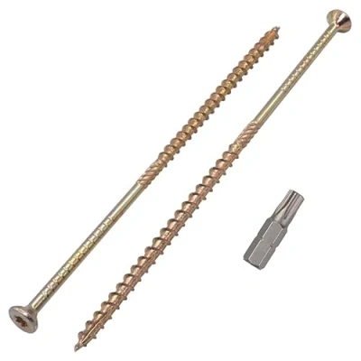 Abbildung von SKIR&#039;CO (15 Stück) Universal Verzinkter Stahl 6,0 x 200 mm Gelb Holzschrauben Senkkopf Torx Kopf Typ 17 Spanplattenschrauben (15, mm)