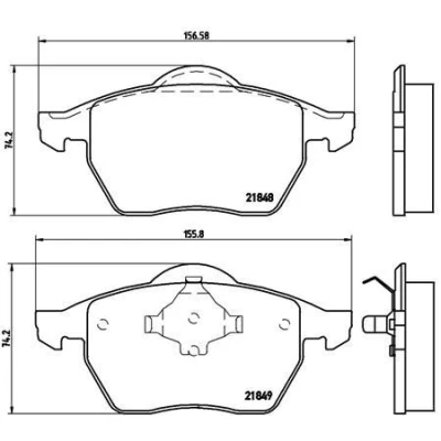 Abbildung von BREMBO P 85 039 Bremsbelagsatz exkl. Verschleißwarnkontakt mit Kolbenclip ohne Zubehör FORD: Galaxy Mk1 MPV, VOLKSWAGEN: Sharan I, SEAT: Alhambra I