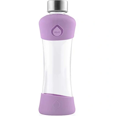 Abbildung von EQUA Active Plum Trinkflasche 0,5L Glasflasche 550 ml mit Silikonhülle Wasserflasche aus Borosilikatglas Sportflasche Glas Designflasche