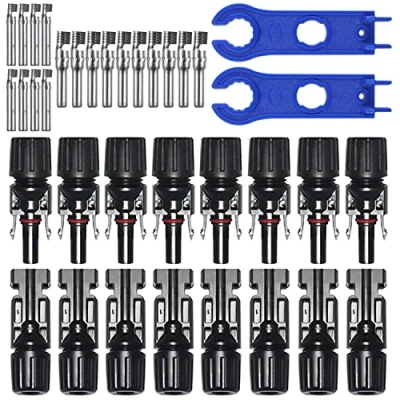 Abbildung von GTIWUNG 8 Paar Solarpanel Stecker, Männlich/Weiblich Kabelstecker, Solar Panel Kabel Anschlüsse Photovoltaik Steckverbinder mit Schraubenschlüssel, Schwarz