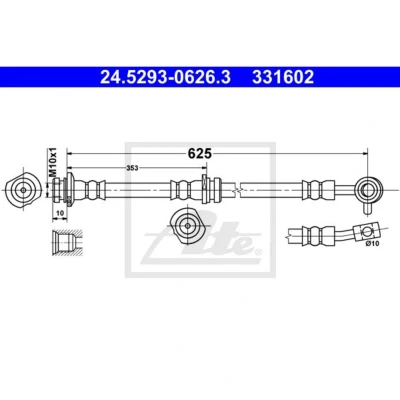 Abbildung von ATE 24.5293 0626.3 Bremsschläuche 625 M10x1