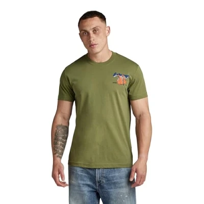 Abbildung von G Star BACK Graphic Tshirt print, Herren, Größe: Medium, Sage
