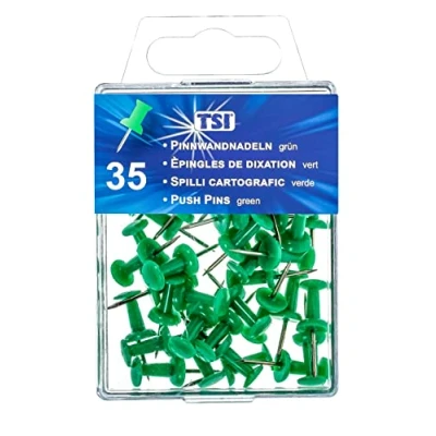Abbildung von TSI Pinnwandnadeln 35er Packung, Farbe: grün, Standard, Art. Nr. 48326