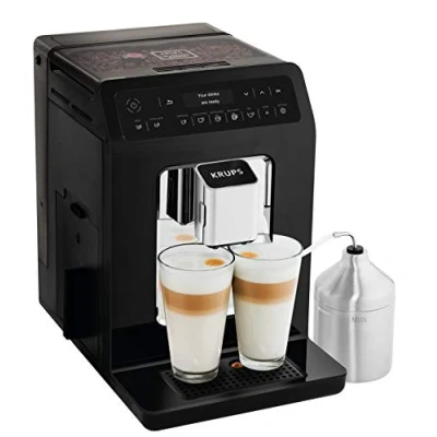 Abbildung von Krups EA8918 Evidence Kaffevollautomat OLED Display Barista Quattro Force Technologie 12 Kaffee 3 Tee Variationen One Touch Cappuccino 2 Tassen Funktion schwarz