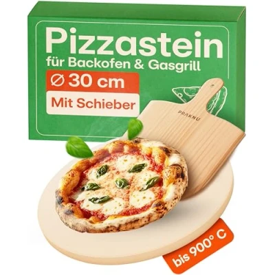 Abbildung von Pizzastein für Backofen &amp; Gasgrill inkl. Pizzasschieber aus Cordierit knusprigen Pizzaboden wie vom Italiener bis 900 C