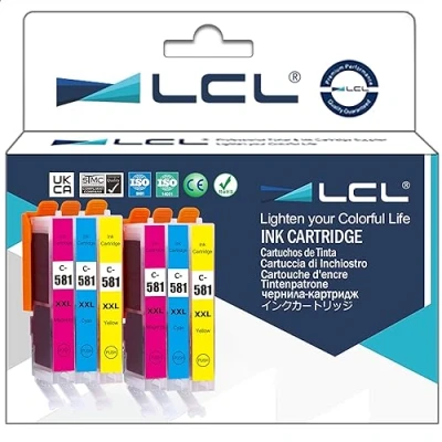 Abbildung von LCL 581 XXL CLI 581XXL Multipack Patronen für Canon Druckerpatronen Kompatibel mit Pixma TS6350 TR8550 TS6150 TS705 TS9550 TS8150 TS6351 TS8151 TS8250 (2C/2M/2Y)