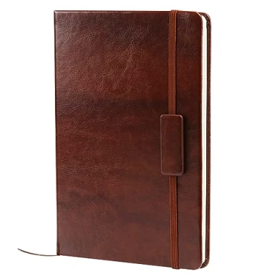 Abbildung von Kesote A5 Notizbuch Liniert Hardcover Leder mit Gummiband Lesezeichen Innentasche, 200 Seiten