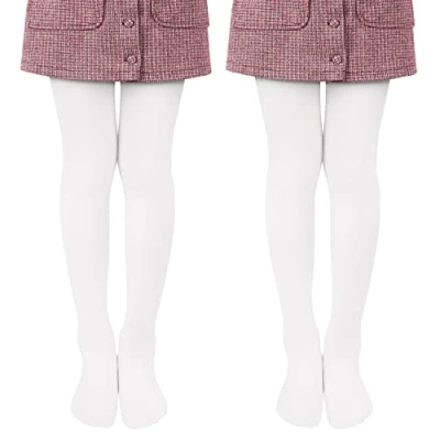 Abbildung von Libella 2er Pack Ballett Strumpfhose für Mädchen Tanzstrumpfhose mit Fuß 80 DEN Blickdicht Mikrofaser Farbig 27251 Weiß 158 164