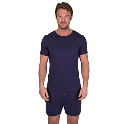 Abbildung von Light &amp; Shade Pyjama Set mit Oberteil und kurzer Hose für Herren, Marine, XL