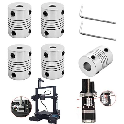 Abbildung von Youmile 5 Stück Flexible Kupplungen 5mm bis 8mm Aluminiumlegierung Wellenkupplung Kupplung für 3D Drucker/CNC Maschine mit Inbusschlüssel