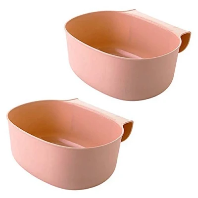 Abbildung von Wankd 2X Auffangschale für Küchenabfälle zum Einhängen 2er Set Mülleimer Abfall Behälter Bio Müll (Pink)