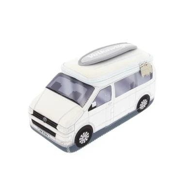 Abbildung von BRISA VW Collection Volkswagen Neopren Universal Schmink Kosmetik Kultur Reise Apotheke Tasche Beutel im T5 Bulli Bus Design (Weiß/Groß)