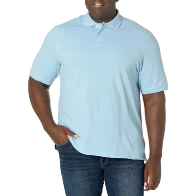 Abbildung von Amazon Essentials Herren Polohemd mit normaler Passform aus Baumwollpiqué (erhältlich in Big &amp; Tall), Hellblau, L