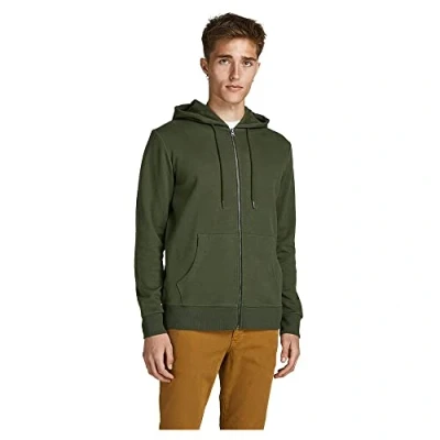 Abbildung von JACK &amp; JONES Male Hoodie Basic Reißverschluss, Forest Night, XS