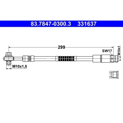 Abbildung von ATE 83.7847 0300.3 Bremsschläuche 299 M10x1 AUDI:
