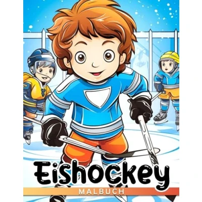 Abbildung von Eishockey Malbuch: Liebenswerte Tierarten spielen Ausmalbilder mit entzückenden Illustrationen für Kinder und Jugendliche Geschenkidee Animationsfans