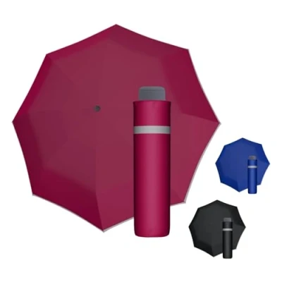 Abbildung von doppler Regenschirm Mini Light Up Reflex in pink I mit reflektierendem Rand Handöffner Taschenregenschirm Schirm Schirmtasche Leichter Taschenschirm für unterwegs