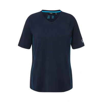 Abbildung von Ulla Popken Damen, UV Schutz 50+, V Ausschnitt, Halbarm T Shirts, Marine, 54 56