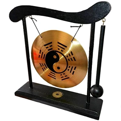 Abbildung von lachineuse Yin Yang Gong Zen Dekoration aus Holz und Kupfer Asiatisches Deko Objekt für Zuhause, Büro, Wohnzimmer Geschenkidee Japan Asien Asiatische Tradition