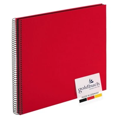 Abbildung von goldbuch 25993 Spiralalbum Bella Vista, Foto Album 35 x 30 cm, Fotoalbum mit 40 schwarze Seiten, Erinnerungsalbum aus Leinen, Fotobuch für Bilder und Fotos zum Einkleben, Rot