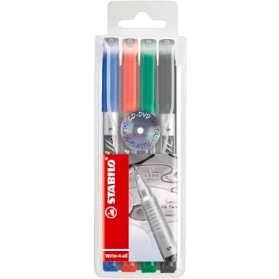 Abbildung von STABILO Permanent Marker Write 4 all superfein 4er Pack blau, rot, grün, schwarz