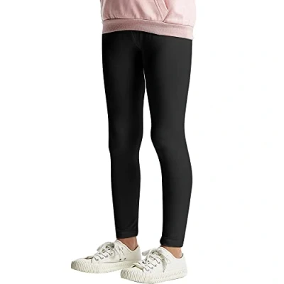 Abbildung von L&amp;K II Kinder Leggings Basic Uni Farbe Mädchen Tanzhose Baby Leggins Fitness Hose Baumwolle 2708 Schwarz 164